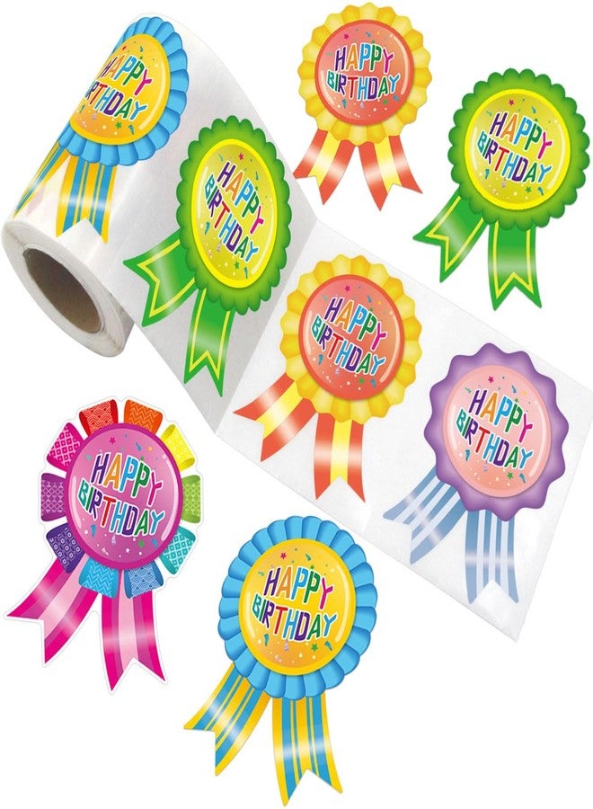 WorldBazaar Birthday Badge Stickers for Kids Happy Birthday Stickers Classroom Gift 200 Pcs Colorful Sticker Roll Candy Color Party Favors School Supplies - Image 1